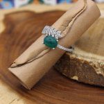 انگشتر عقیق سبز نقره زنانه طرح طنین - Image 3