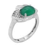 انگشتر عقیق سبز نقره زنانه طرح ماه رو