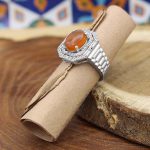 انگشتر عقیق سرخ یمنی نقره زنانه طرح محدثه - Image 2