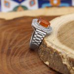 انگشتر عقیق سرخ یمنی نقره زنانه طرح محدثه - Image 3