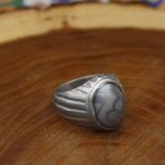 انگشتر عقیق باباقوری نقره مردانه دست ساز طرح قباد + حرز امام جواد (ع) - Image 3