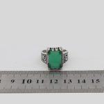 انگشتر عقیق سبز نقره مردانه طرح شریف - Image 4