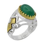 انگشتر عقیق سبز نقره مردانه طرح جمادی