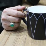 انگشتر عقیق سبز نقره مردانه طرح جمادی - Image 4