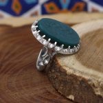 انگشتر عقیق سبز نقره مردانه طرح هوالعلی - Image 5