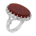 انگشتر عقیق سرخ نقره مردانه طرح یا فاطمه الزهرا (س)