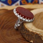 انگشتر عقیق سرخ نقره مردانه طرح یا فاطمه الزهرا (س) - Image 2