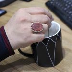 انگشتر عقیق سرخ نقره مردانه طرح یا فاطمه الزهرا (س) - Image 3