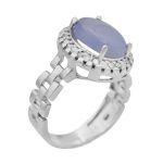 انگشتر عقیق کبود یمنی نقره زنانه طرح رولکسی تیارام