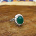 انگشتر عقیق سبز نقره زنانه طرح رکسان - Image 2