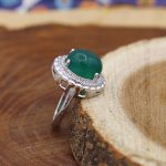 انگشتر عقیق سبز نقره زنانه طرح رکسان - Image 3