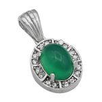 گردنبند عقیق سبز نقره زنانه طرح رخشیده