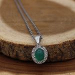 گردنبند عقیق سبز نقره زنانه طرح رخشیده - Image 2