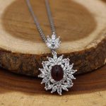 گردنبند عقیق سرخ نقره زنانه طرح رخ فروز - Image 2