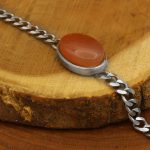 دستبند عقیق سرخ یمنی نقره مردانه و زنانه طرح کارتیر - Image 2