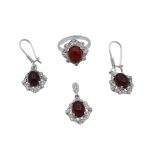 نیم ست عقیق سرخ نقره زنانه طرح رحاب