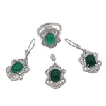 نیم ست عقیق سبز نقره زنانه طرح رخساره