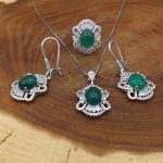 نیم ست عقیق سبز نقره زنانه طرح رخساره - Image 2