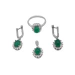 نیم ست عقیق سبز نقره زنانه طرح رخسانا