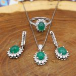 نیم ست عقیق سبز نقره زنانه طرح رخسانا - Image 2