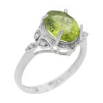 انگشتر زبرجد الماس تراش نقره زنانه طرح روا