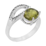 انگشتر زبرجد الماس تراش نقره زنانه طرح آرزو