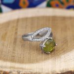 انگشتر زبرجد الماس تراش نقره زنانه طرح آرزو - Image 3