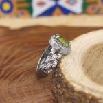 انگشتر زبرجد الماس تراش نقره زنانه طرح صورتی - Image 2