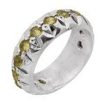 انگشتر زبرجد الماس تراش نقره مردانه طرح حکمت