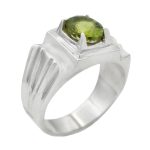 انگشتر زبرجد الماس تراش نقره مردانه دست ساز طرح قدرت