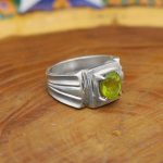 انگشتر زبرجد الماس تراش نقره مردانه دست ساز طرح قدرت - Image 2