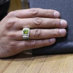 انگشتر زبرجد الماس تراش نقره مردانه دست ساز طرح قدرت - Image 5