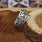 انگشتر زبرجد الماس تراش نقره مردانه طرح عمار - Image 2