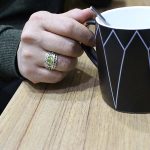 انگشتر زبرجد الماس تراش نقره مردانه طرح عمار - Image 5