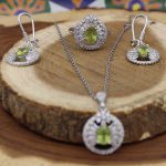 نیم ست زبرجد الماس تراش نقره زنانه طرح رامدخت - Image 2