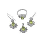 نیم ست زبرجد الماس تراش نقره زنانه طرح رامه