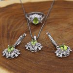 نیم ست زبرجد الماس تراش نقره زنانه طرح رامه - Image 3