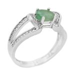 انگشتر زمرد الماس تراش نقره زنانه طرح پروانه