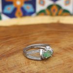 انگشتر زمرد الماس تراش نقره زنانه طرح پروانه - Image 2