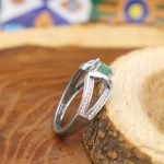 انگشتر زمرد الماس تراش نقره زنانه طرح پروانه - Image 3