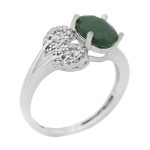 انگشتر زمرد الماس تراش نقره زنانه طرح فرناز