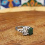 انگشتر زمرد الماس تراش نقره زنانه طرح فرناز - Image 2