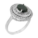 انگشتر زمرد الماس تراش نقره زنانه طرح تارا