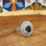 انگشتر زمرد الماس تراش نقره زنانه طرح تارا - Image 3