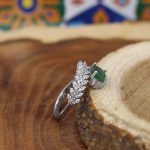 انگشتر زمرد الماس تراش نقره زنانه طرح کمند - Image 3