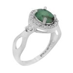 انگشتر زمرد الماس تراش نقره زنانه طرح رکسانا