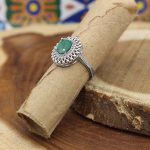 انگشتر زمرد الماس تراش نقره زنانه طرح مه لقا - Image 3