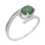 انگشتر زمرد الماس تراش نقره زنانه طرح کاترین