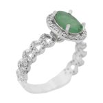 انگشتر زمرد الماس تراش نقره زنانه طرح شقایق