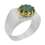 انگشتر زمرد الماس تراش نقره مردانه طرح کافی